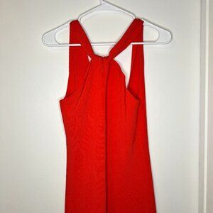 Reiss Sawyer Bodycon Knotted Halter Coral Red Dress in Medium